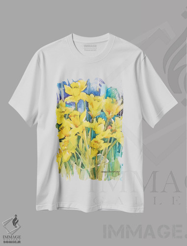 تیشرت طرح دار شادی نرگس، مدیوم اثر آنلاین بوکنکمپ | فروشگاه ایماژ