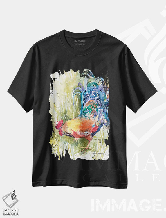 تیشرت طرح دار فواره پرها، دکور روستایی اثر آنلاین بوکنکمپ | immage.ir