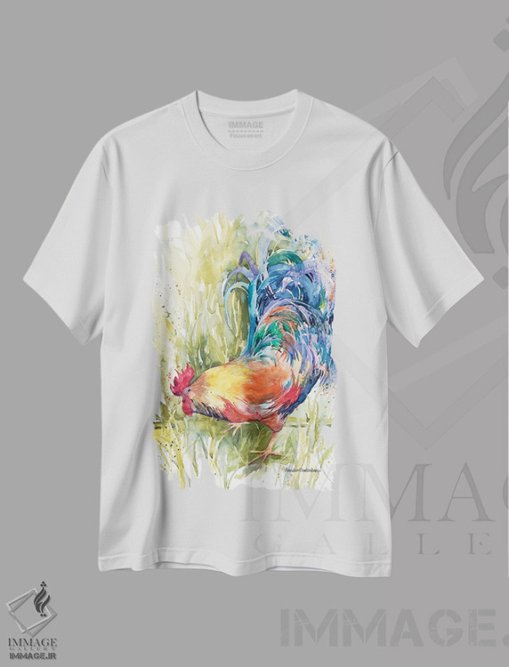 تیشرت طرح دار فواره پرها، دکور روستایی اثر آنلاین بوکنکمپ | فروشگاه ایماژ
