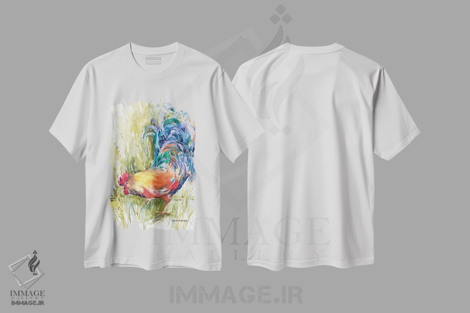 تیشرت طرح دار فواره پرها، دکور روستایی اثر آنلاین بوکنکمپ | فروشگاه ایماژ