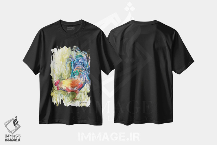 تیشرت طرح دار فواره پرها، دکور روستایی اثر آنلاین بوکنکمپ | immage.ir