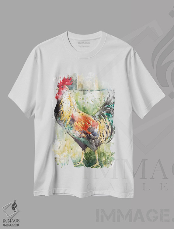 تیشرت طرح دار سبز و طلایی، دکور روستایی اثر آنلاین بوکنکمپ | immage.ir