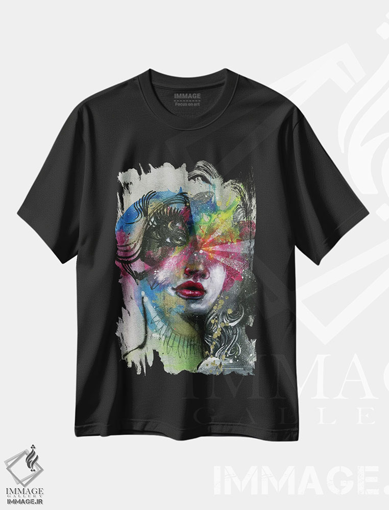 تیشرت طرح دار چشم های باز، تزئینی اثر آرت برادران اسوارتز | فروشگاه ایماژ