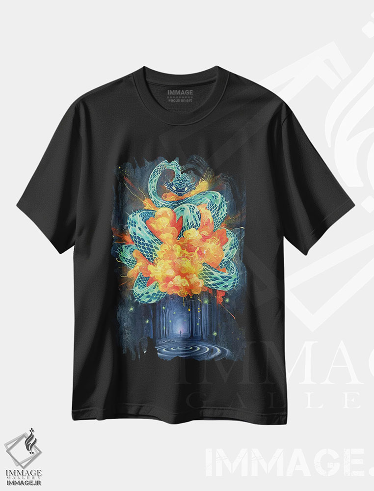 تیشرت طرح دار مار سردهنده اثر آرت برادران اسوارتز | فروشگاه ایماژ