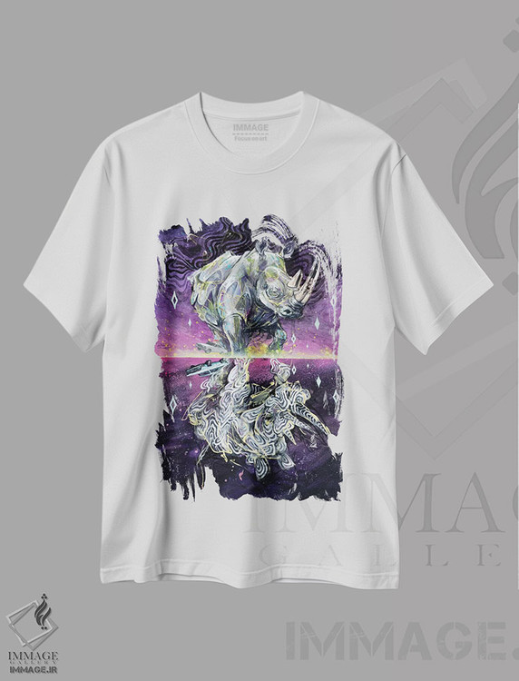 تیشرت طرح دار کرگدن زال، هنر فاخر معاصر اثر آرت برادران اسوارتز | immage.ir