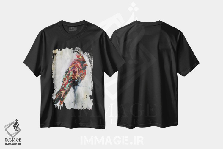 تیشرت طرح دار پرهای ازرا، هنر فاخر معاصر اثر آرت برادران اسوارتز | فروشگاه ایماژ