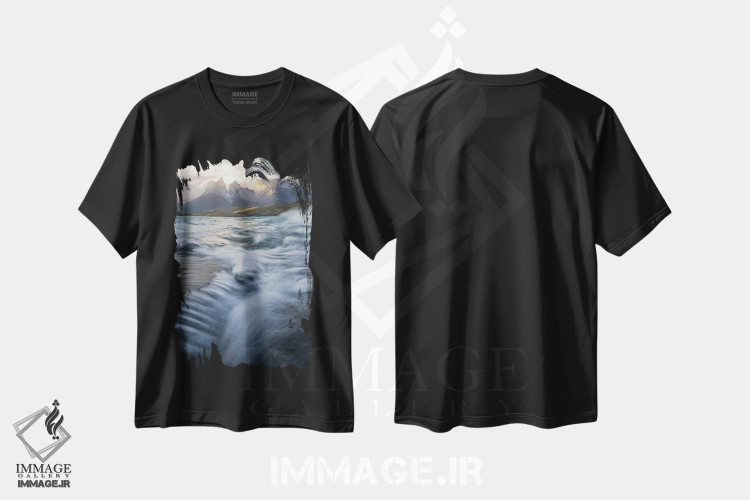 تیشرت طرح دار دریاچه پئوه، مدیوم اثر استیو برکلی | immage.ir