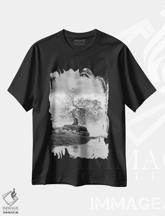 تیشرت طرح دار مجموعه بلوط ساحلی I، عکاسی سیاه و سفید اثر آلن بلاوشتاین | فروشگاه ایماژ