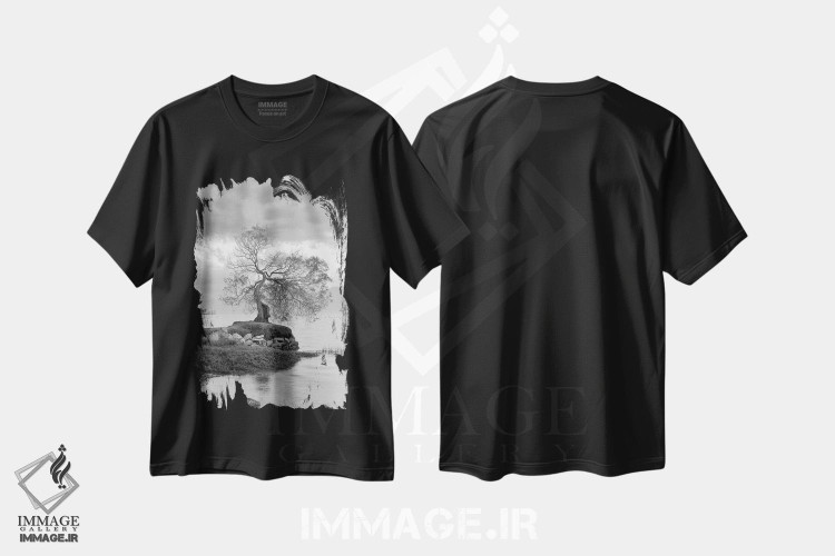 تیشرت طرح دار مجموعه بلوط ساحلی I، عکاسی سیاه و سفید اثر آلن بلاوشتاین | فروشگاه ایماژ