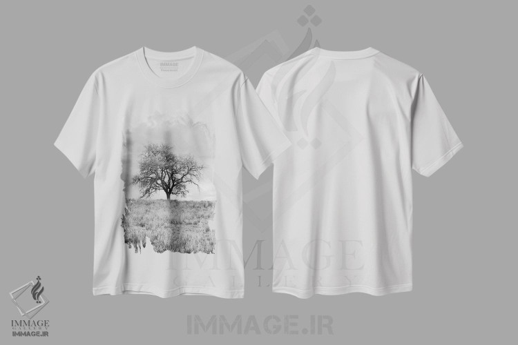 تیشرت طرح دار مجموعه بلوط ساحلی XXVI، عکاسی سیاه و سفید اثر آلن بلاوشتاین | فروشگاه ایماژ