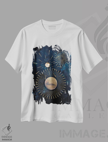 تیشرت طرح دار پرتوهای زرین آسمانی III، تزئینی اثر بلوبرد بارن | فروشگاه ایماژ