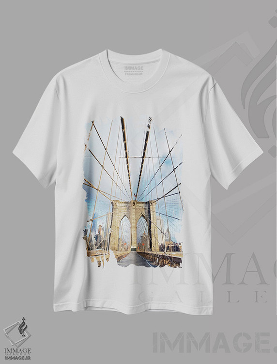 تیشرت طرح دار پیاده روی پل بروکلین I، مدیوم اثر آلن بلاوشتاین | immage.ir