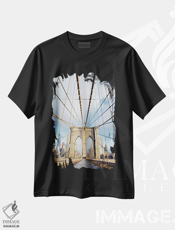 تیشرت طرح دار پیاده روی پل بروکلین I، مدیوم اثر آلن بلاوشتاین | فروشگاه ایماژ