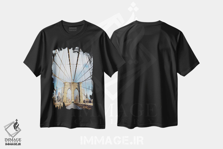 تیشرت طرح دار پیاده روی پل بروکلین I، مدیوم اثر آلن بلاوشتاین | فروشگاه ایماژ