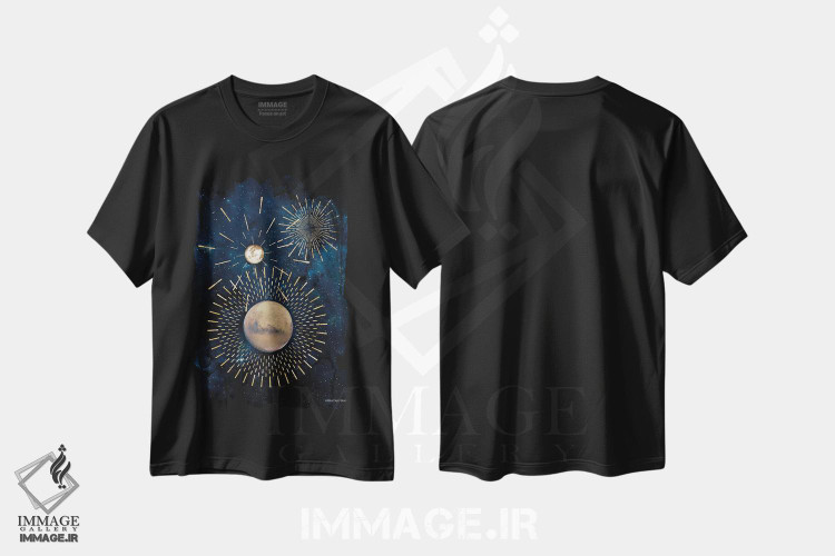 تیشرت طرح دار پرتوهای زرین آسمانی III، تزئینی اثر بلوبرد بارن | immage.ir