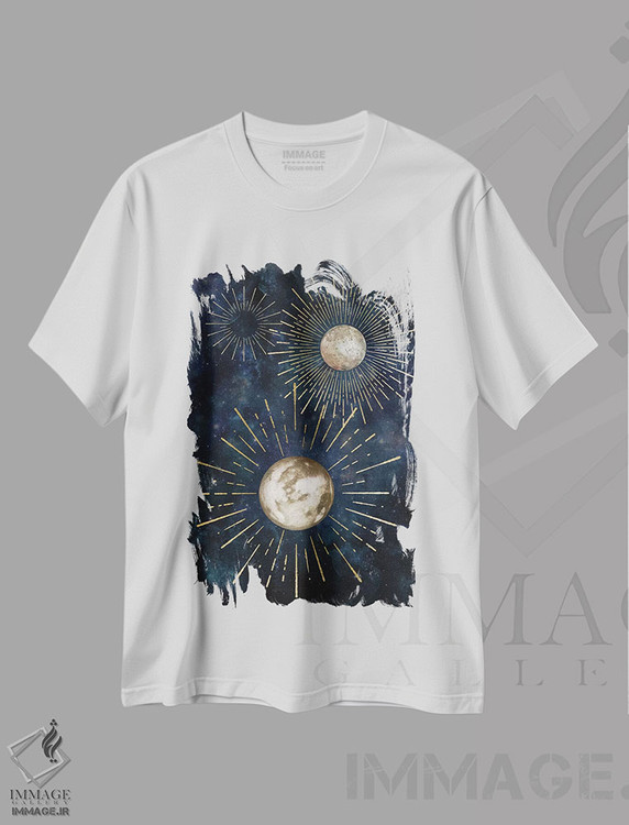 تیشرت طرح دار پرتوهای زرین آسمانی IV، تزئینی اثر بلوبرد بارن | immage.ir