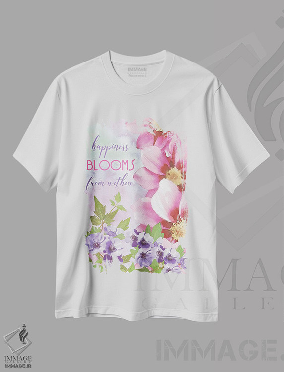 تیشرت طرح دار شادی از درون شکوفا می شود، تزئینی اثر بلوبرد بارن | فروشگاه ایماژ
