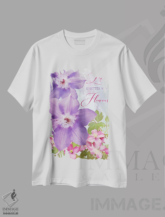 تیشرت طرح دار زندگی با گل ها بهتر است، تزئینی اثر بلوبرد بارن | immage.ir