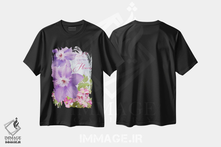 تیشرت طرح دار زندگی با گل ها بهتر است، تزئینی اثر بلوبرد بارن | فروشگاه ایماژ