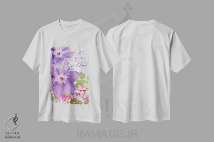 تیشرت طرح دار زندگی با گل ها بهتر است، تزئینی اثر بلوبرد بارن | immage.ir