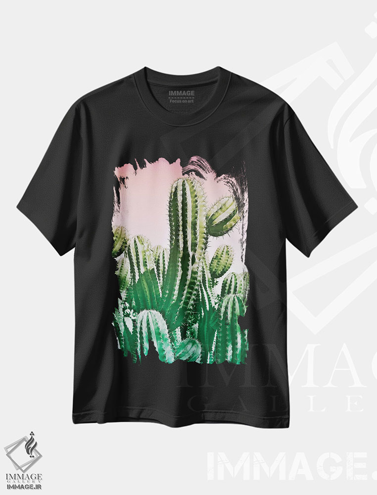 تیشرت طرح دار کاکتوس وحشی بیابانی، دکور بوهمی اثر بلی | فروشگاه ایماژ