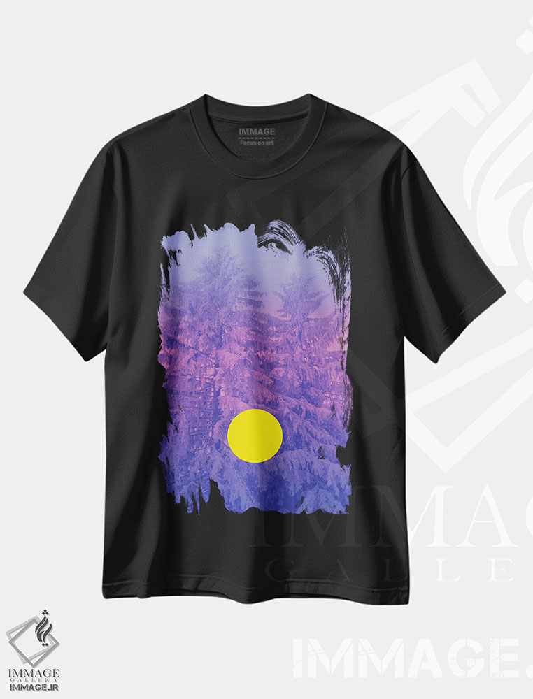 تیشرت طرح دار لذت زمستان با درختان کاج، عکاسی دو نوردهی اثر بلی | immage.ir