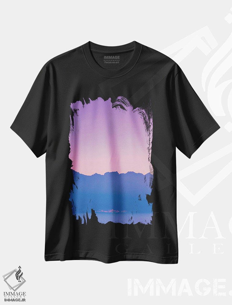 تیشرت طرح دار کوه ها هنگام غروب، تزئینی اثر بلی | فروشگاه ایماژ