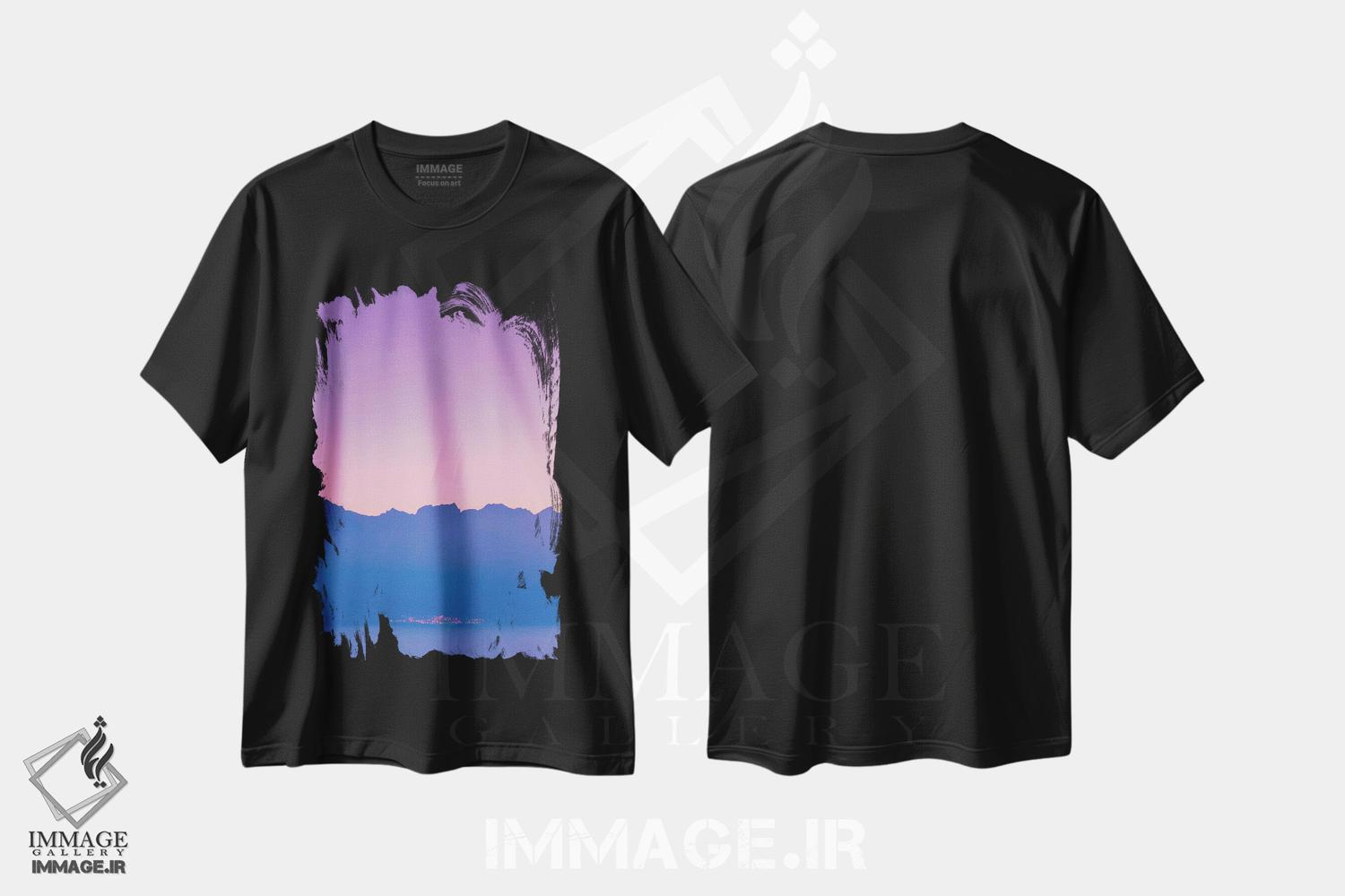 تیشرت طرح دار کوه ها هنگام غروب، تزئینی اثر بلی | فروشگاه ایماژ