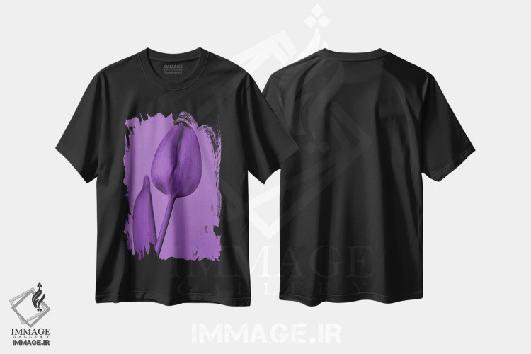 تیشرت طرح دار یک لاله به رنگ بنفش، تزئینی اثر بلی | immage.ir