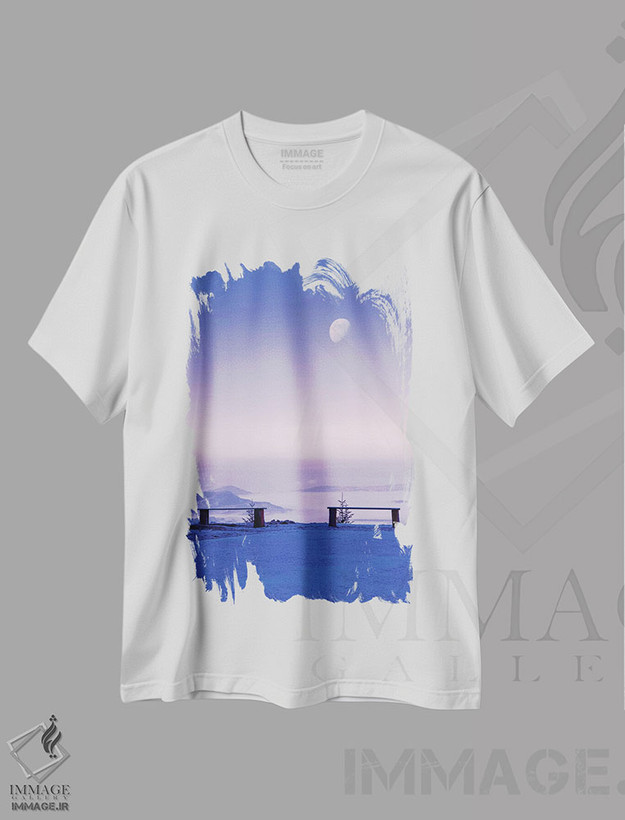 تیشرت طرح دار بالای ابرها زیر ماه، تزئینی اثر بلی | فروشگاه ایماژ