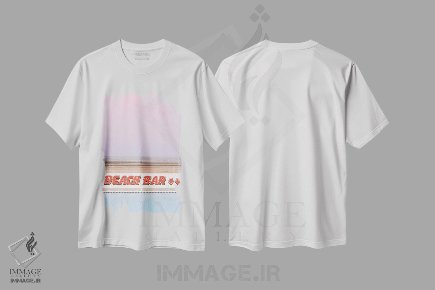 تیشرت طرح دار بار ساحلی، دکور ساحلی اثر بلی | فروشگاه ایماژ