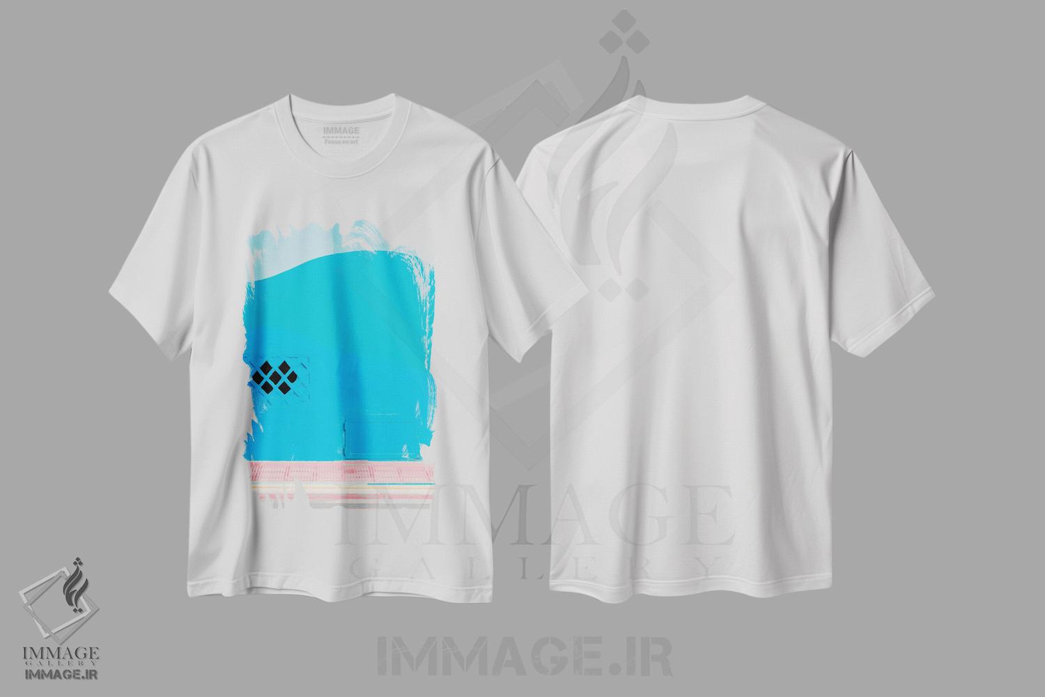 تیشرت طرح دار تابستان رنگارنگ انتزاعی، مدیوم اثر بلی | فروشگاه ایماژ