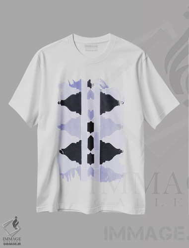 تیشرت طرح دار کاشی کاری آبی شیک با طرح مراکشی، آبستره اثر بلی | فروشگاه ایماژ