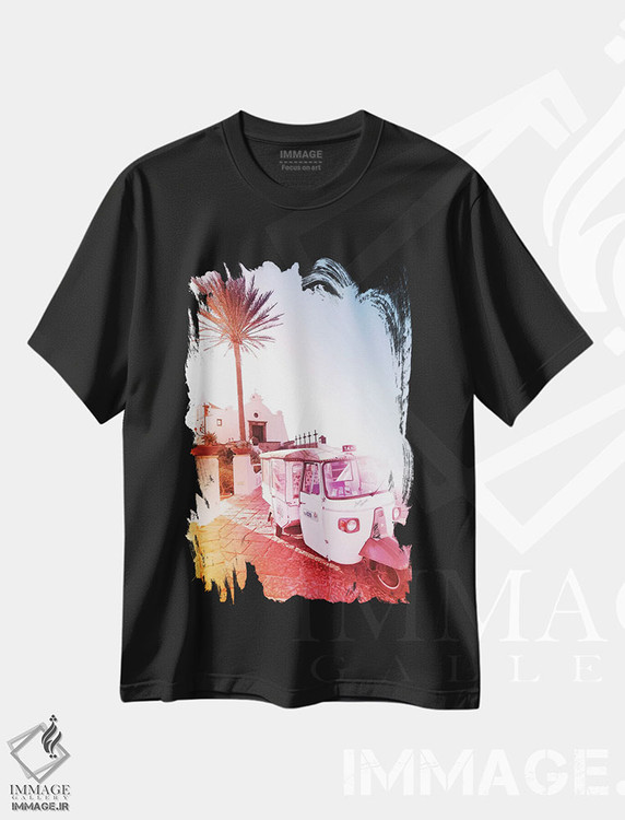 تیشرت طرح دار ایتالیای زیبا، دکور ساحلی اثر بلی | immage.ir