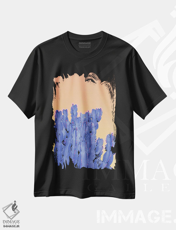 تیشرت طرح دار کاکتوس آبی، دکور بوهمی اثر بلی | immage.ir