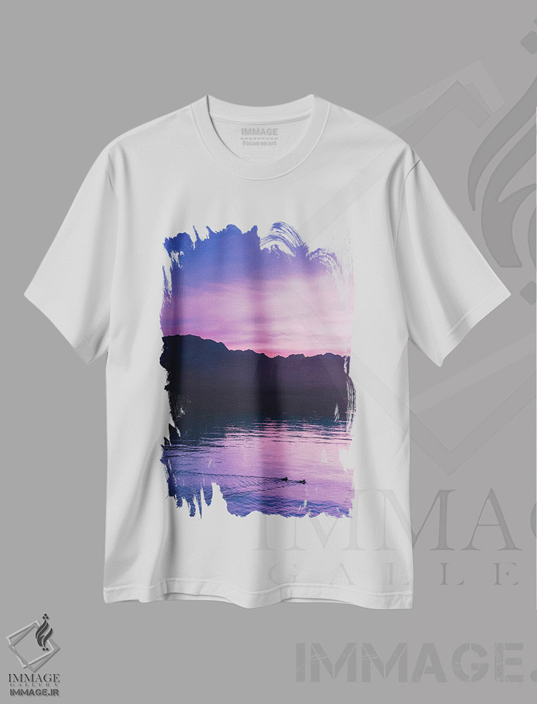 تیشرت طرح دار غروب و اردک ها، مدیوم اثر بلی | فروشگاه ایماژ