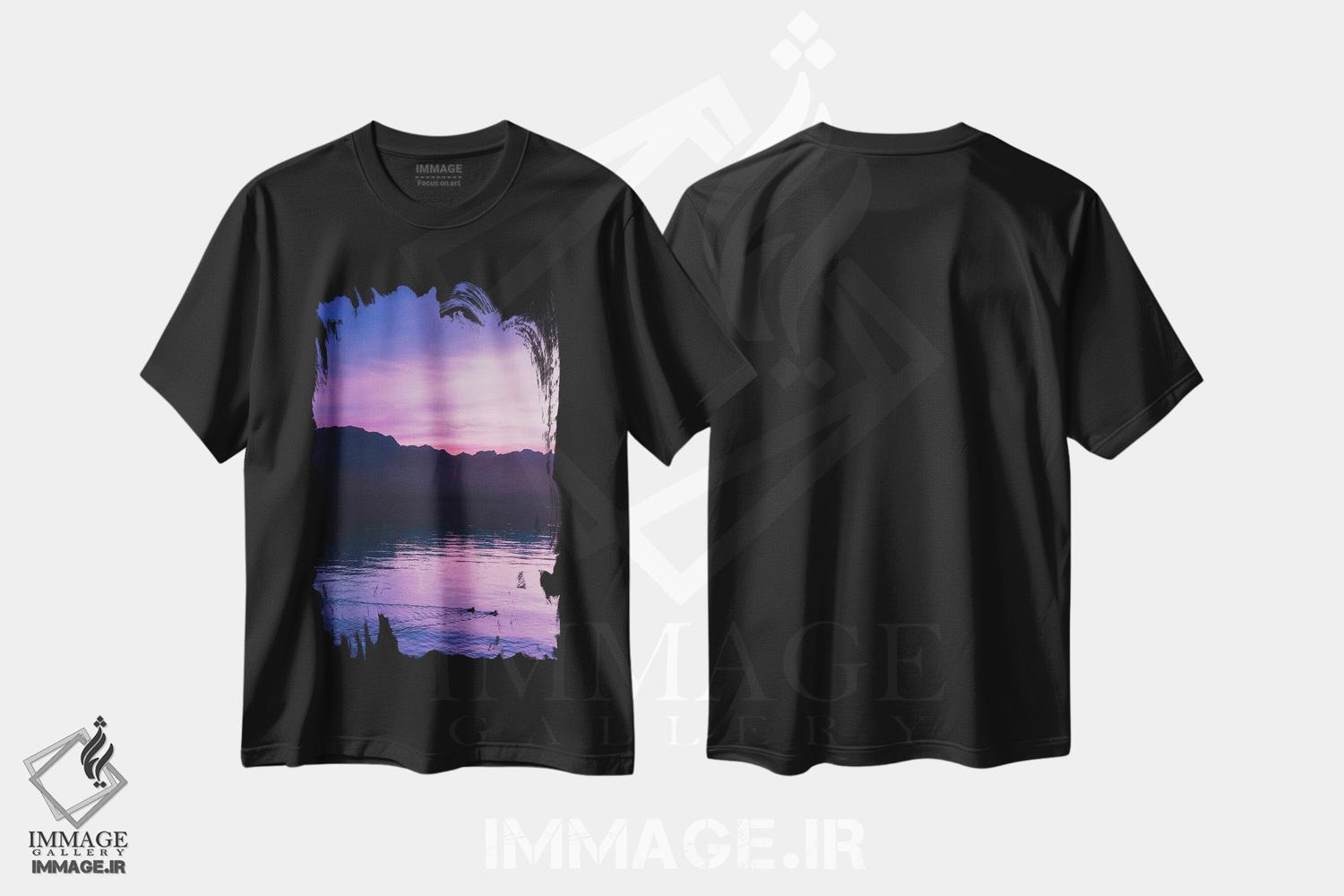 تیشرت طرح دار غروب و اردک ها، مدیوم اثر بلی | immage.ir