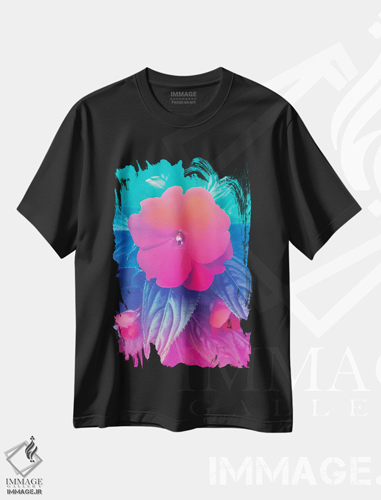 تیشرت طرح دار هولوگرام گل های عجیب اثر بلی | فروشگاه ایماژ