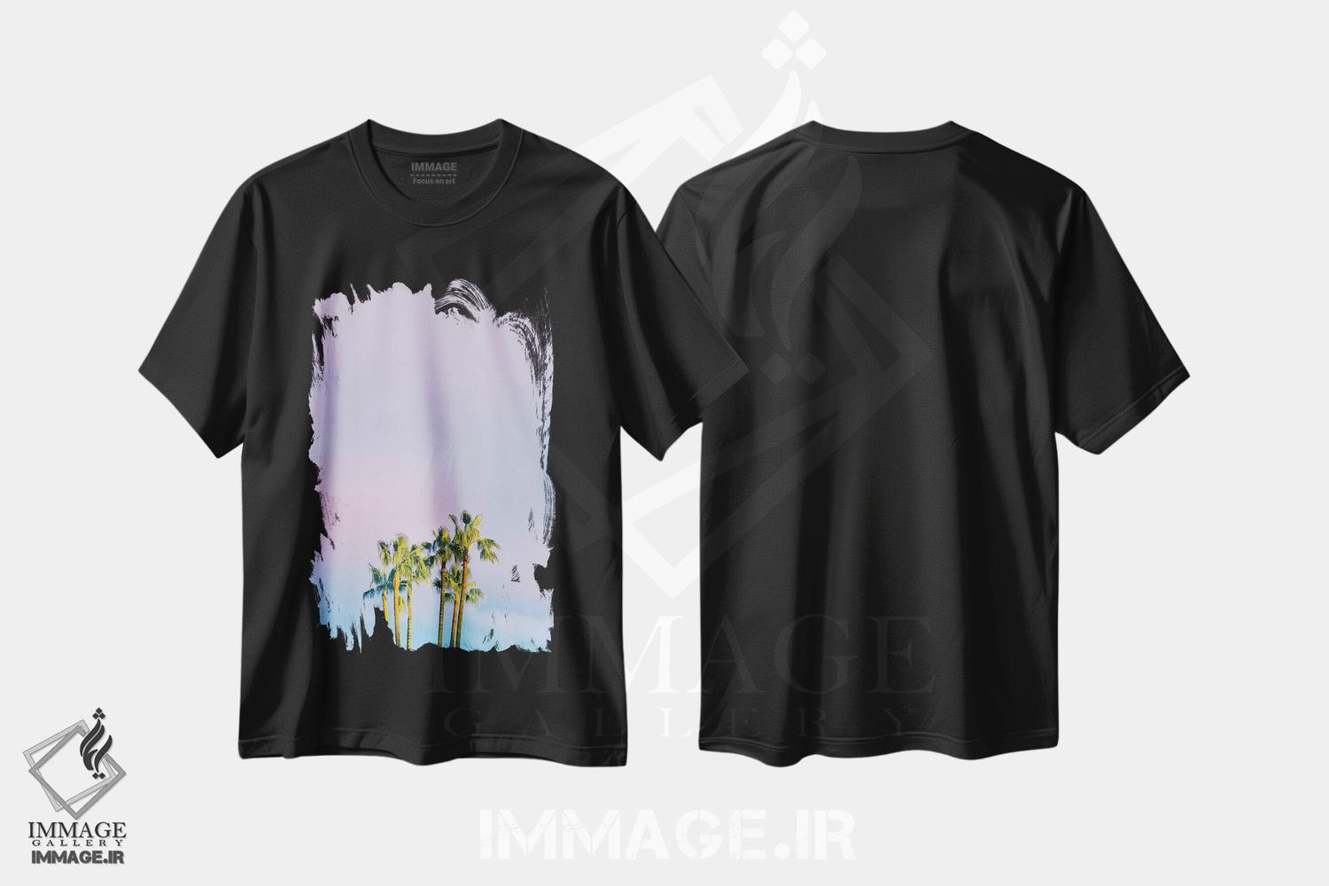 تیشرت طرح دار رویای تابستانی با نخل ها، دکور بوهمی اثر بلی | immage.ir