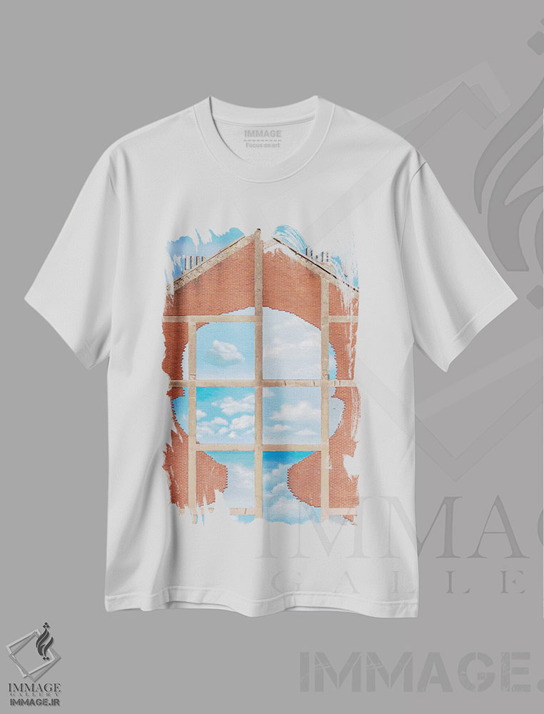 تیشرت طرح دار آسمان آبی سورئال و ابرها، آبستره اثر بلی | immage.ir