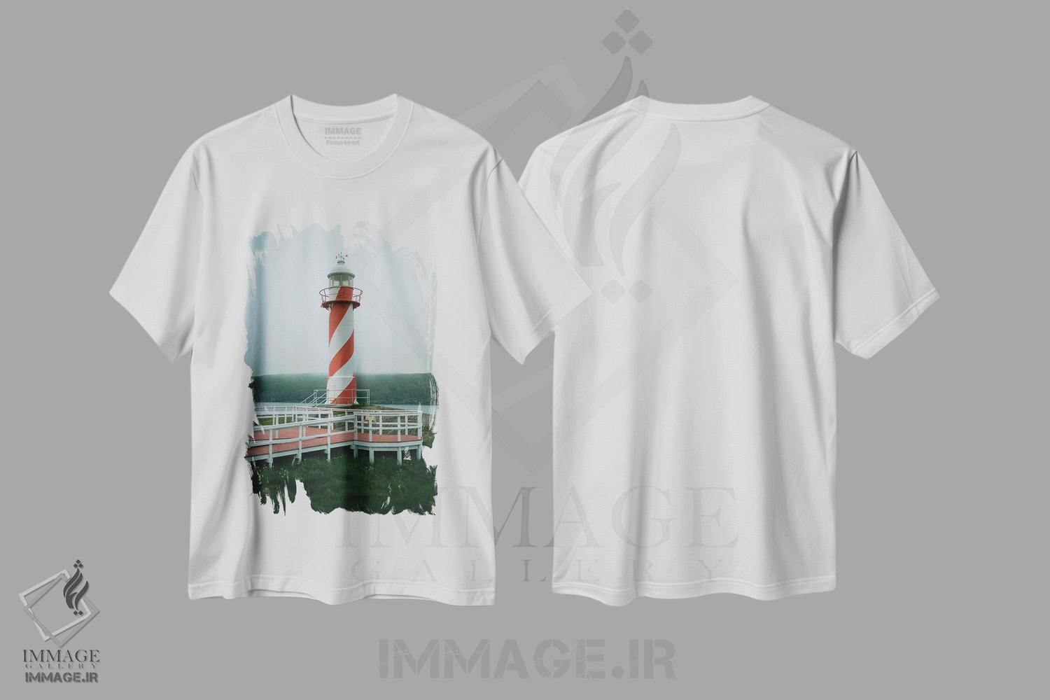تیشرت طرح دار فانوس دریایی هارتز کانتنت، تزئینی اثر جان بیلوس | فروشگاه ایماژ