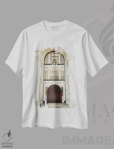 تیشرت طرح دار معماری هانتینگتون II، مدیوم اثر جان بیلوس | فروشگاه ایماژ