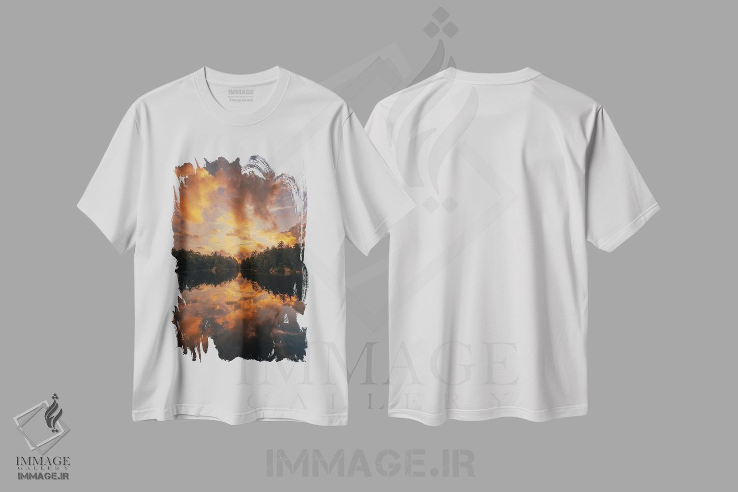 تیشرت طرح دار غروب دریاچه ی نعل اسبی، مدیوم اثر جان بیلوس | immage.ir