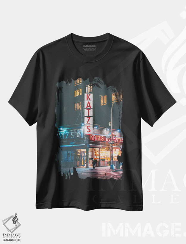 تیشرت طرح دار کاتز در شب، مدیوم اثر جان بیلوس | فروشگاه ایماژ