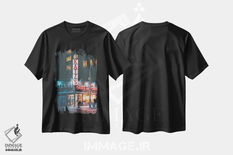 تیشرت طرح دار کاتز در شب، مدیوم اثر جان بیلوس | فروشگاه ایماژ