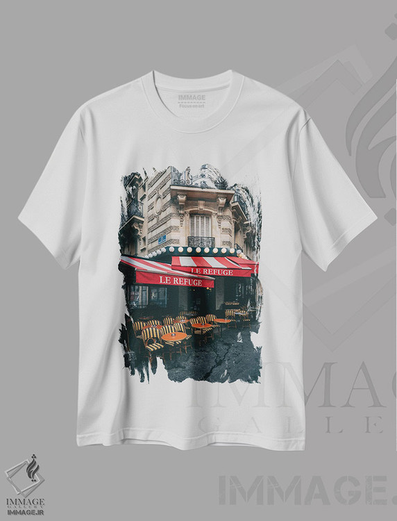 تیشرت طرح دار Montmartre,پناهگاه مونمارتر، مدیوم اثر جان بیلوس | فروشگاه ایماژ