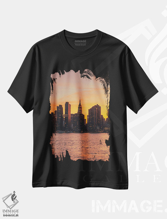 تیشرت طرح دار غروب شهر لانگ آیلند II، مدیوم اثر جان بیلوس | immage.ir