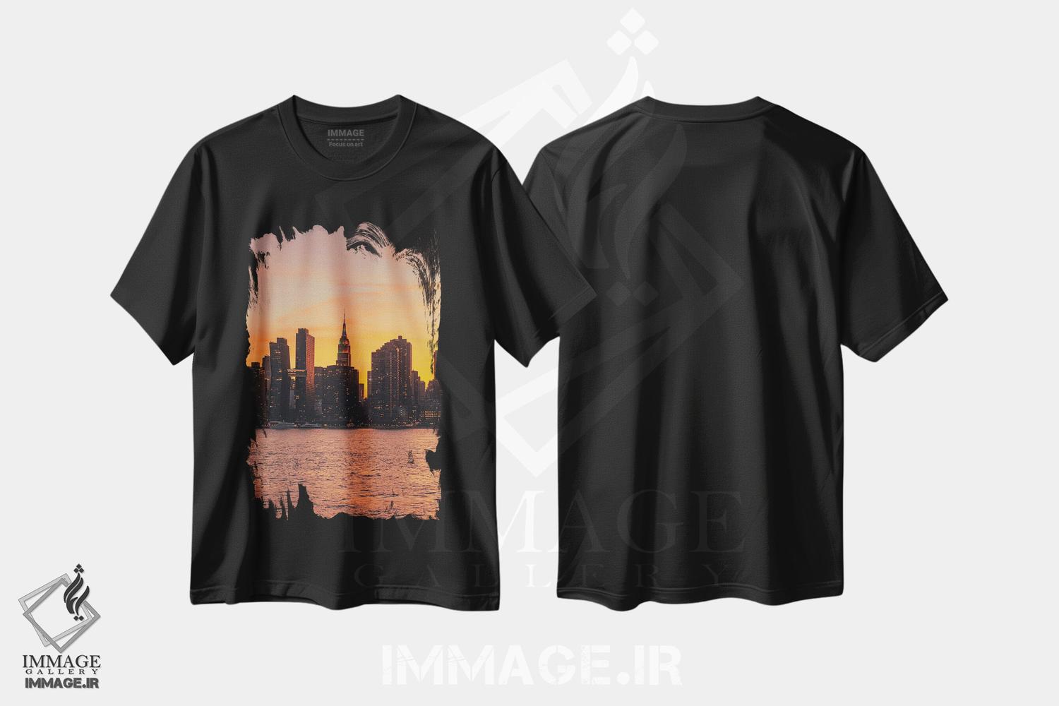 تیشرت طرح دار غروب شهر لانگ آیلند II، مدیوم اثر جان بیلوس | immage.ir