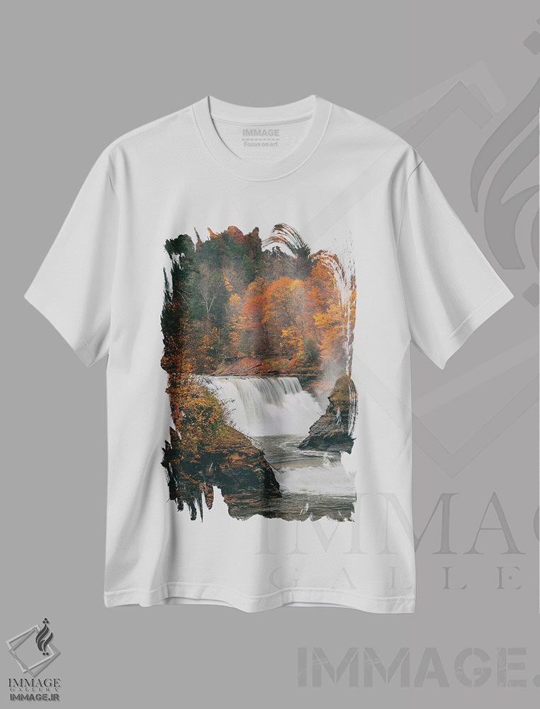 تیشرت طرح دار Letchworth,آبشار پایینی، پارک لتچ ورث، مدیوم اثر جان بیلوس | immage.ir