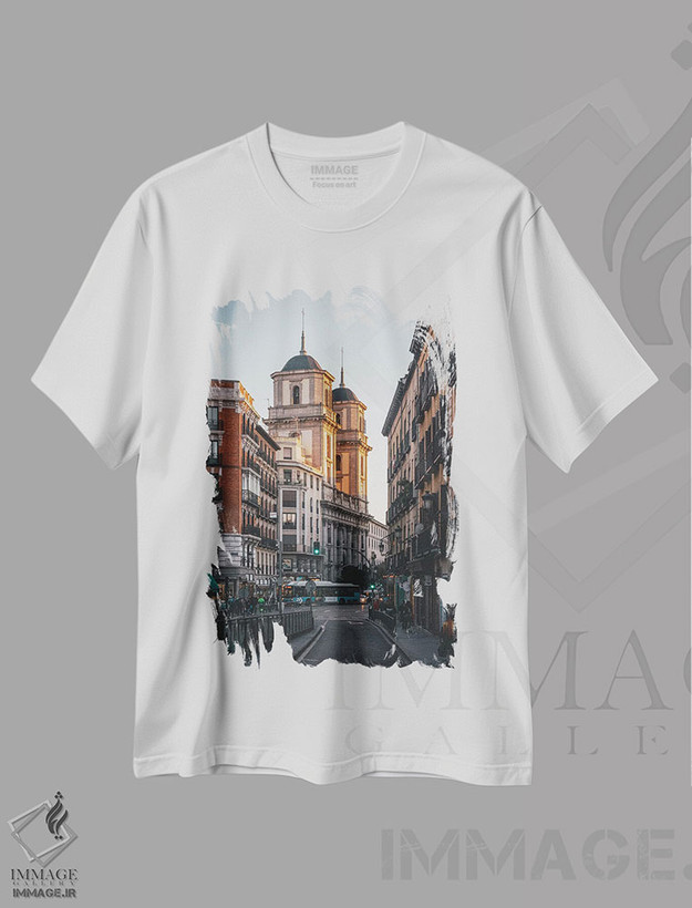 تیشرت طرح دار معماری مادرید III، مدیوم اثر جان بیلوس | فروشگاه ایماژ